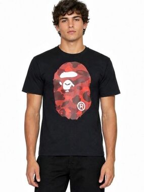 A Bathing Ape BAPE Color Camo Big Ape Head Tee Black/Red Men's Camo Graphic